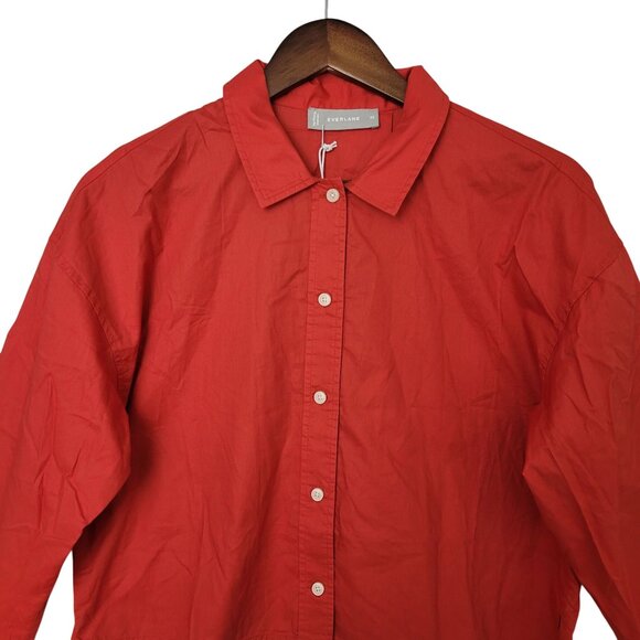 Everlane Woven Cropped Pajama Top Womens Size XS Red Boxy Loungewear NWT - Picture 3 of 8